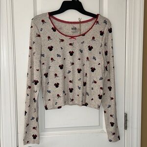 Disney Minnie Mouse Cream Long Sleeve Top with Red & Black Minnie Motif